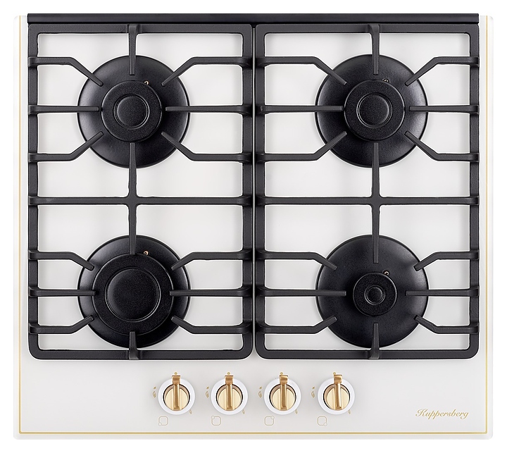 Варочная панель Kuppersberg FQ 601 W газовая, белая с фурнитурой под бронзу