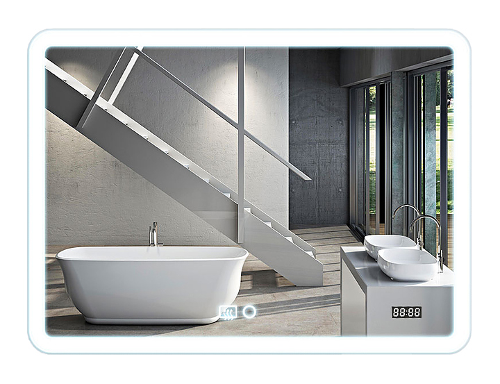 Зеркало Vincea LED VLM-2A100-2W 100×80 см, c подсветкой, сенсорным выкл., часами, функц. антипар и диммером