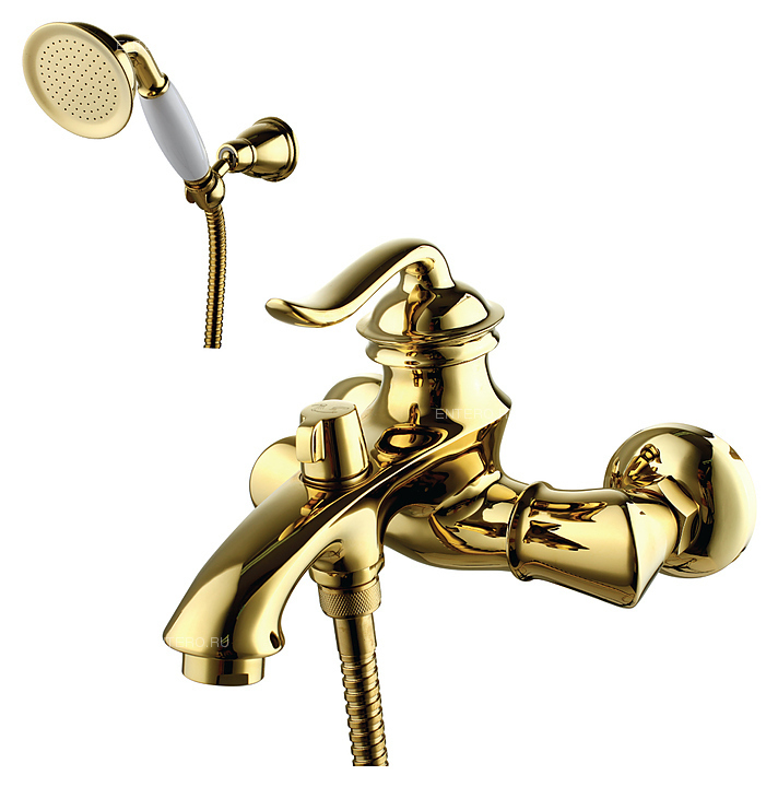 Смеситель для ванны и душа LEMARK Brava LM4712G с коротким монолитным изливом, золото