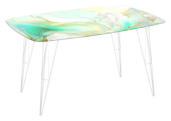 Стол Sheffilton SHT-TU10/TT32 118х77 см белый муар, лазурно-голубой