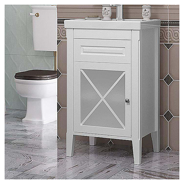 Тумба напольная под раковину OPADIRIS Палермо 50 00-00002357, левая, белый матовый