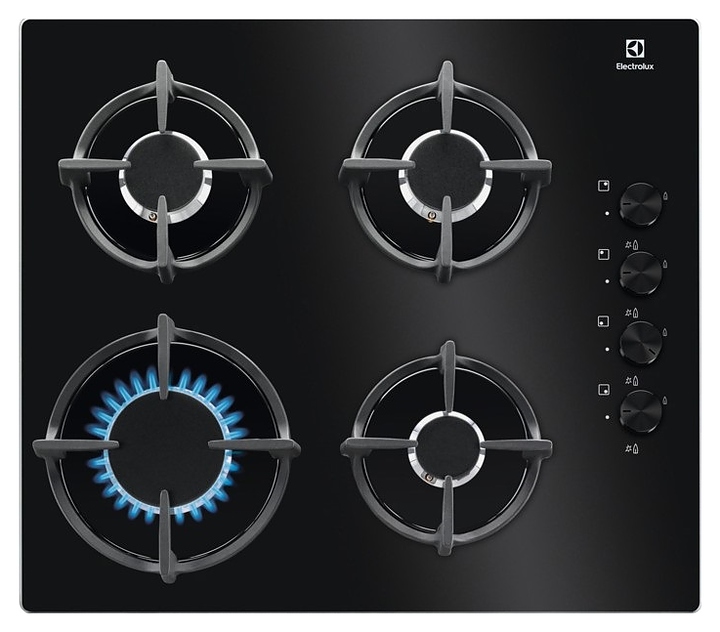 Варочная панель газовая Electrolux KGG6407K черное стекло