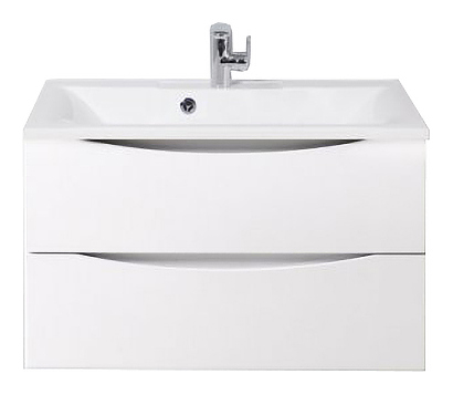 Тумба с раковиной BelBagno MARINO-800-2C-SO-BL-P + BB800/450-LV-MR-PR перелив слева, белый глянцевый