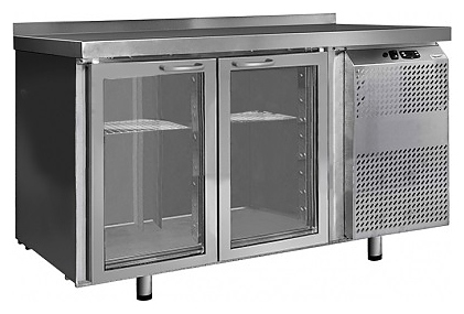 Стол холодильный Finist СХСст-600-2 (агрегат справа) со стеклянными дверьми и бортом