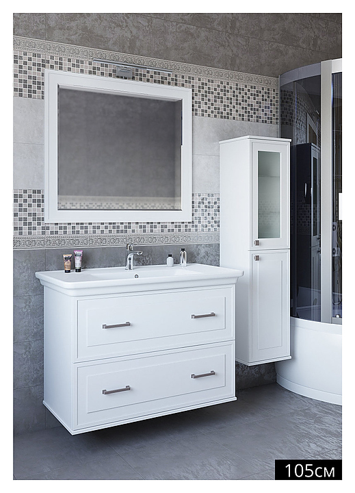 Гарнитур Sanflor Модена 105 см, 4 предмета, с правост. пеналом, белый