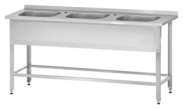 Ванна моечная Mecon Norma Inox ВМЦн 1500х700х860 мм (3 м/о 400х500х250 мм) ножка угловая