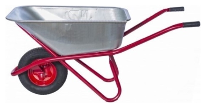 Тачка строительная Мастер-инструмент МИ 110 л, с колесом PU 4.8 D16/12, красная