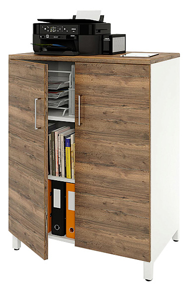 Шкаф для документов ZAMM 3 полки, 2 двери МК 600 90х60х120 см фасад дуб Галифакс олово, корпус белый