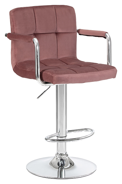 Стул барный DOBRIN 5011-LM KRUGER ARM (пудрово-розовый велюр, хромированная сталь)