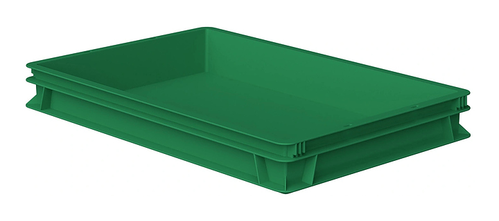 Ящик универсальный iPlast 600х400х75 мм ЭКО, сплошной, зеленый