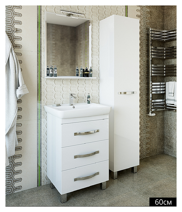 Гарнитур Sanflor Одри 2 60 см, 4 предмета, с напольной тумбой, с левост. пеналом, белый