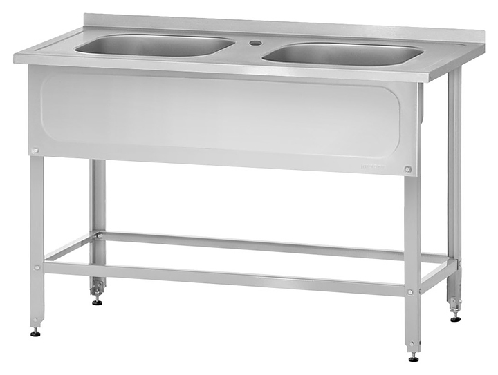 Ванна моечная Mecon Norma Inox ВМЦн 1200х600х860 мм (2 м/о 500х400х250 мм) ножка угловая