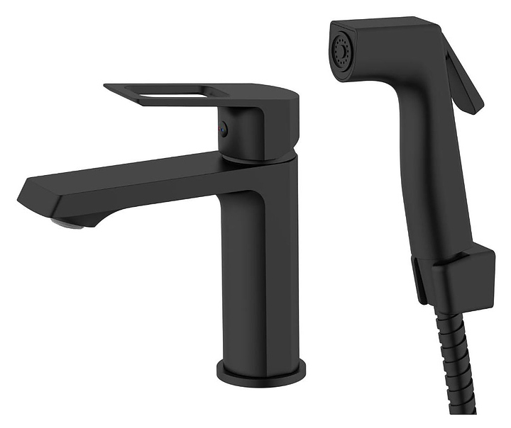 Смеситель для раковины VODA Surf Black SF27HB с гигиеническим душем
