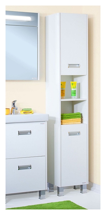 Шкаф-пенал БРИКЛАЕР Палермо 34 34,8х190 см с бельевой корзиной, белый глянец