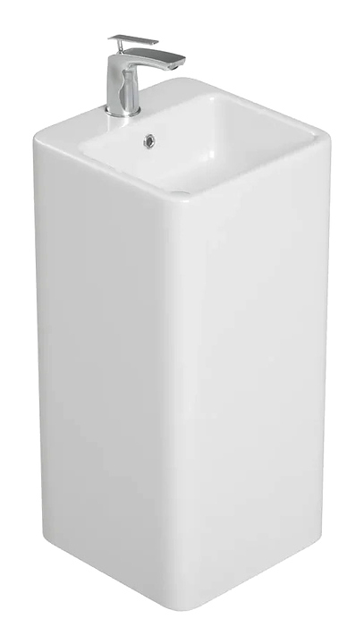 Раковина напольная Mira MR-4040NP 46х46 см, с отв. под смеситель, с переливом, керамика