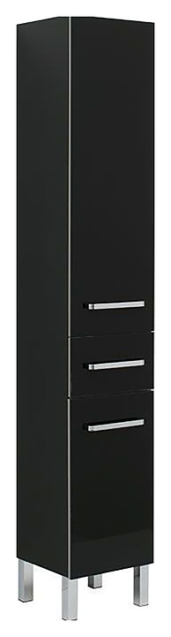 Шкаф-пенал Aquanet Сиена 35 R б/к черный, с бельевой корзиной, правосторонний