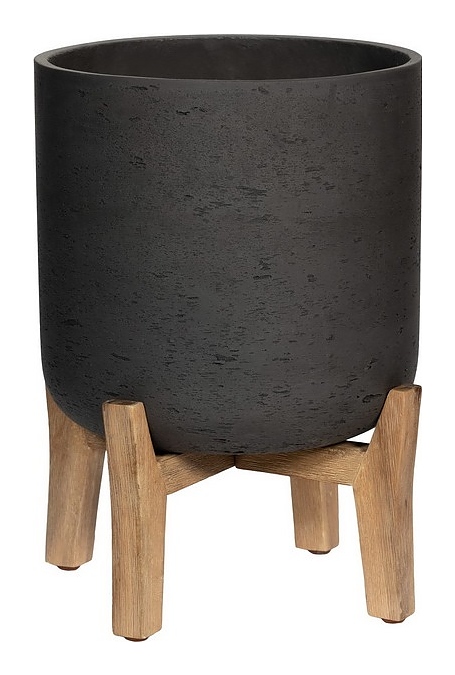 Кашпо Pottery Pots Charlie (36х44,5 см) с подставкой, черное