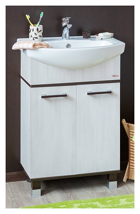 Тумба с раковиной Sanflor Толедо 60 см, венге, северное дерево светлое