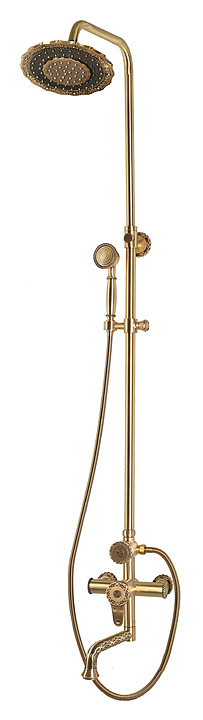 Стойка душевая Bronze de Luxe Windsor 10120PF/1 верхний душ двойной цветок, излив резной