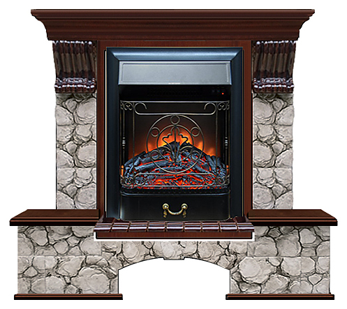 Камин Glenrich Бостон К Majestic BL Карелия красное дерево