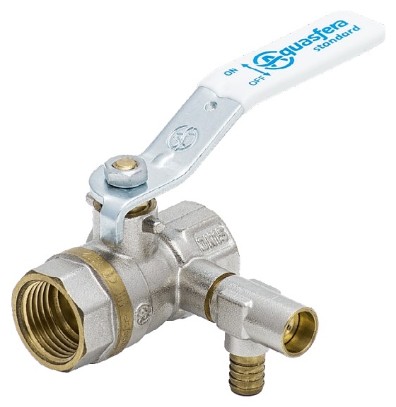 Кран шаровой со спускником Aquasfera 107-7418, ДУ 20, PN 3 МПа, 3/4