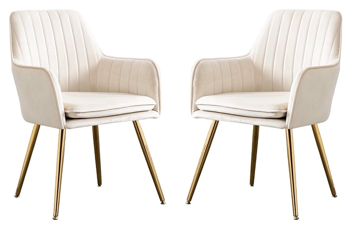 Набор стульев Hesby Tranquil Synchrony (2 шт.) (велюр / металл) бежевые / золото