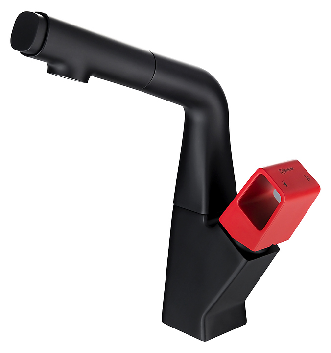 Смеситель для раковины LEMARK Soul LM6008BR с гибким изливом, красный, черный