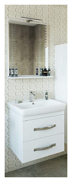 Гарнитур Sanflor Одри 60 см, 4 предмета, с подвесной тумбой, с правост. пеналом, белый