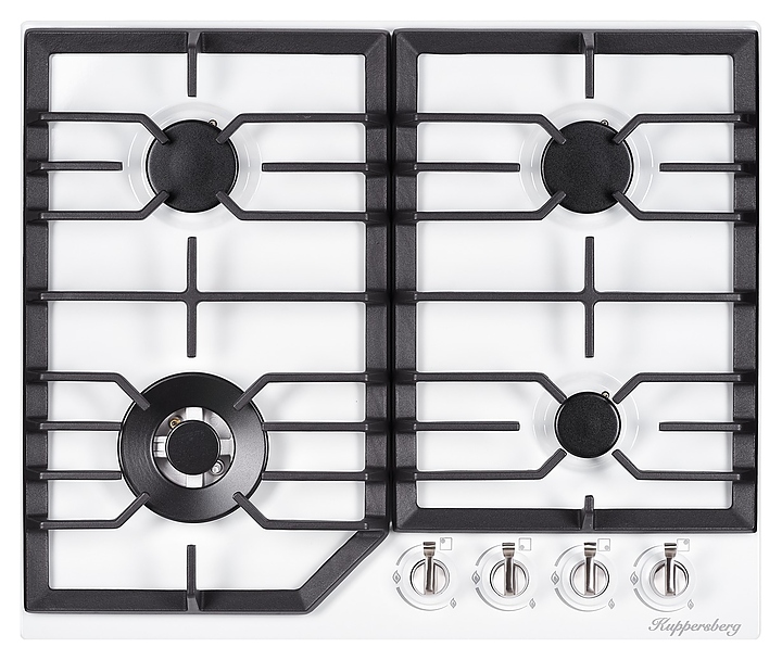 Варочная панель Kuppersberg FS 603 W Silver газовая, белая с фурнитурой под серебро