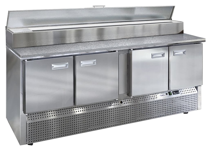 Стол холодильный для пиццы Finist СХСнпцг-700-4(1/6) (нижний холодильный агрегат) с гранитной столешницей