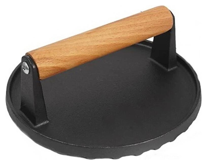 Пресс для приготовления котлет P.L. Proff Cuisine JQ-CIP018 d=17,5 см h=6,5 см (чугун) с деревянной рукояткой