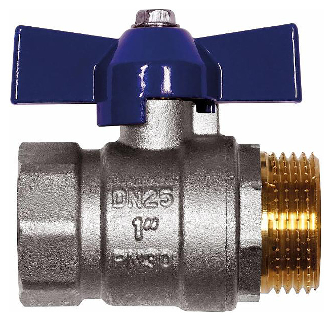 Кран шаровой RML RM-L Nickel 1 ВР-НР Ду25 Ру30 (НК 11Б27п1) ручка бабочка, никель