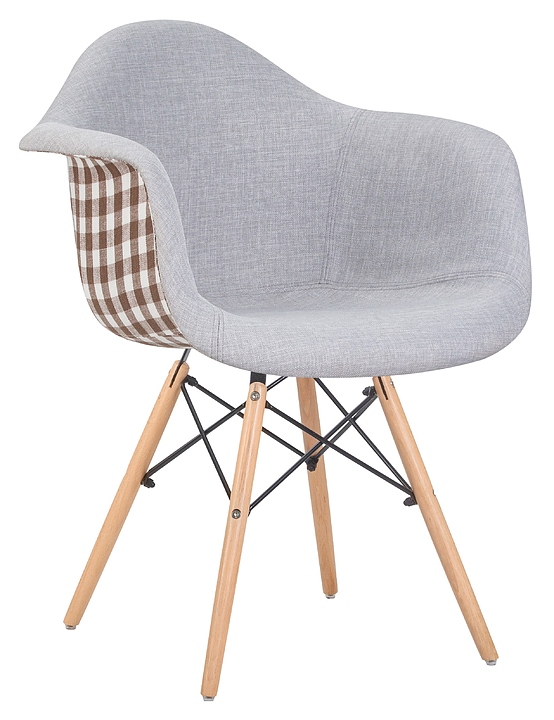 Стул обеденный DOBRIN 620PP-009LMZL DAW MONICA (коричневая клетка, бежевая ткань, светлый бук)