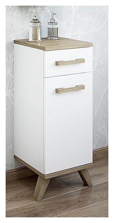 Тумба напольная Sanflor Ингрид 30 см белая матовая, вяз швейцарский