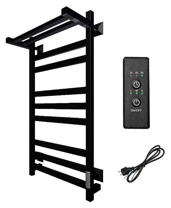 Полотенцесушитель электрический с полочкой Тругор Пэк сп 21 кв П 80х50 см, черный