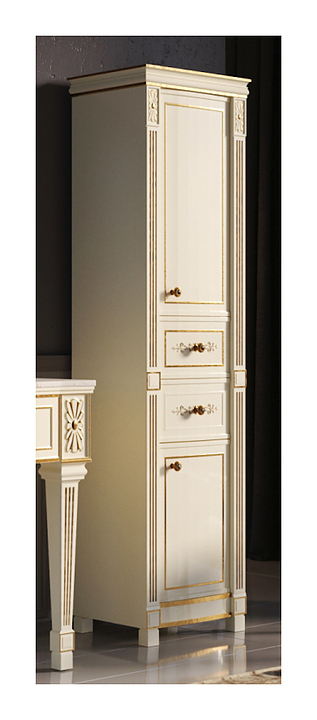 Шкаф-пенал Misty Tiffany 50 50х186 см, правый, бежевый, сусальное золото