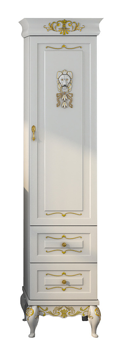 Шкаф-пенал Misty Bianco 40 R 42х175 см, правый, белый, сусальное золото