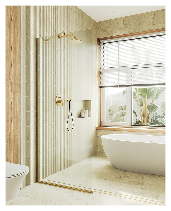 Перегородка душевая MaybahGlass MGD-695-3у 79х195 см, золото