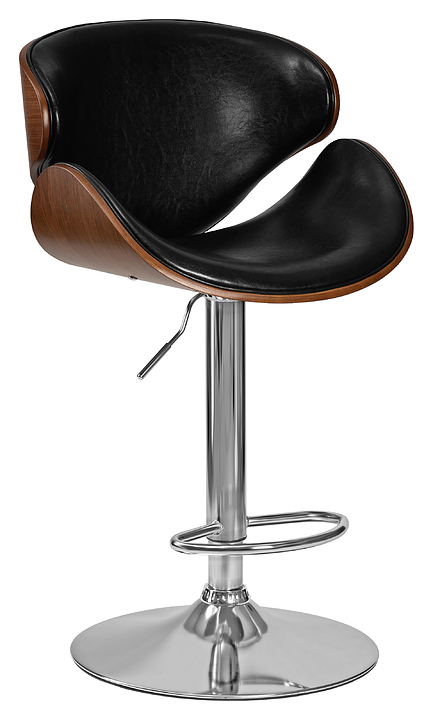 Стул барный DOBRIN 4905-LMZ KARTER (черный, коричневое дерево, хромированная сталь)