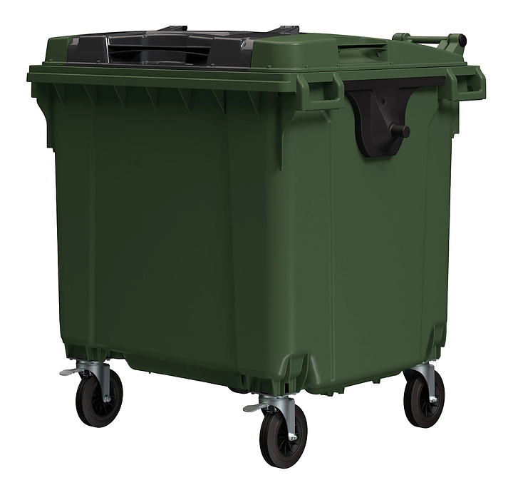 Контейнер для мусора iPlast 22.C19.TL 1100 л крышка TwinLid, зеленый с серым