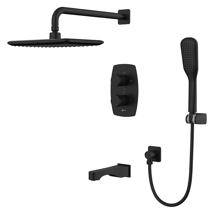 Смеситель для ванны и душа термостатический встраиваемый LEMARK Ursus LM7242BL черный матовый