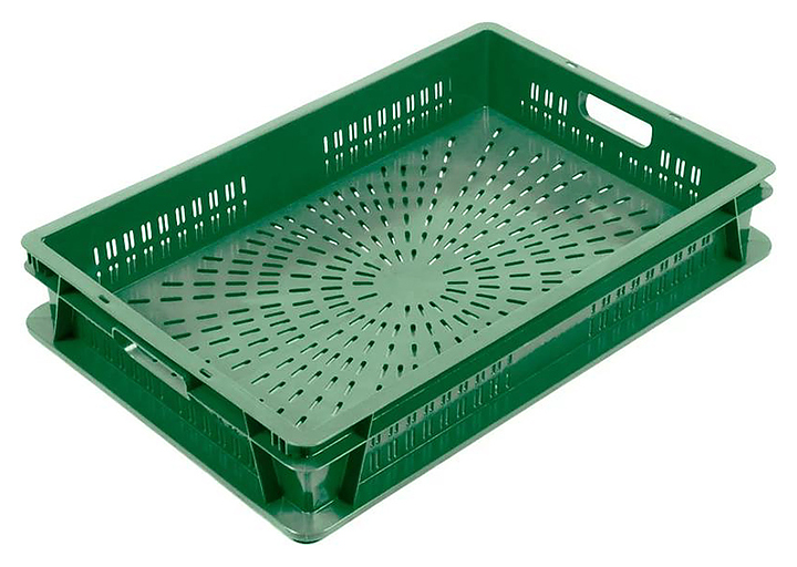 Ящик для овощей и фруктов ТАРА.РУ 6410-02 600х400х100 мм зеленый