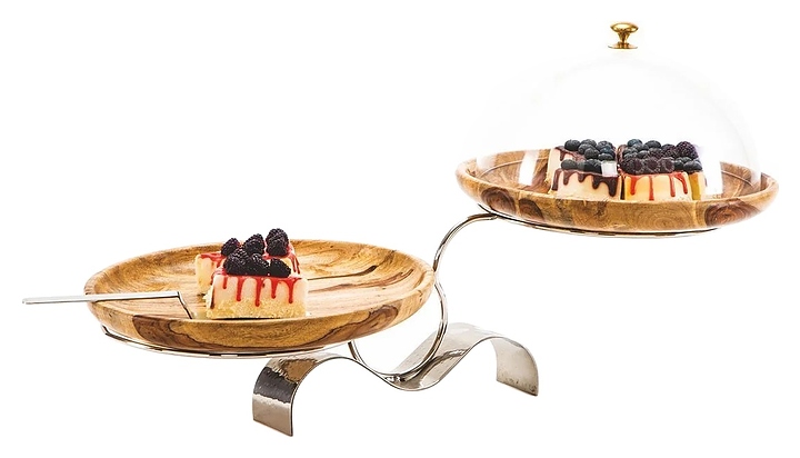 Набор фуршетный P.L. Proff Cuisine 81240962 80х35х23,5 см подставка (металл) + 2 салатника (бук)