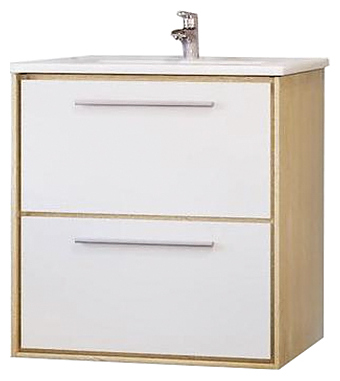 Тумба под раковину Raval Frame 60 белая, дуб сонома