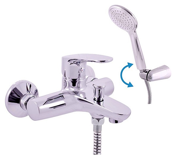 Смеситель для ванны и душа с душевым гарнитуром настенный RAV-SLEZAK AMUR AM754.5/2