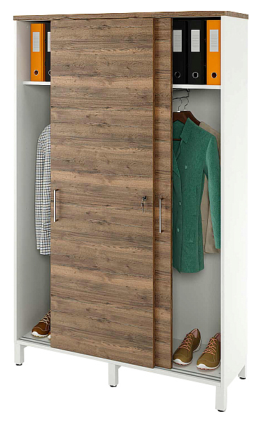 Локер ZAMM 2 штанги МК 414 120х41,4х190 см фасад дуб Галифакс олово, корпус белый