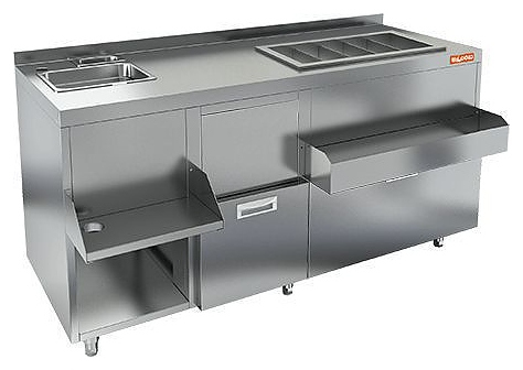 Барная станция HICOLD НБМКС-15/5БПК (с бортом, с ящиком)