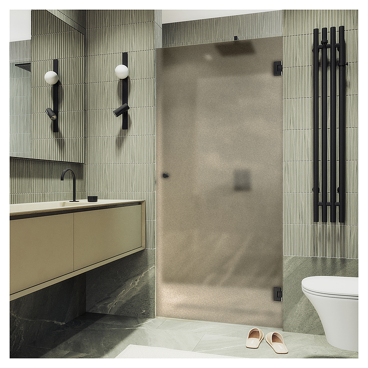 Дверь душевая MaybahGlass MGD-526-6 90,5х195 см, распашная, на петлях, бронза матовая, черный