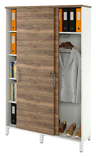 Локер ZAMM 5 полок, гардероб МК 414 120х41,4х190 см фасад дуб Галифакс олово, корпус белый