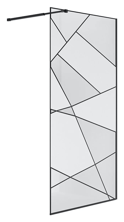 Перегородка душевая Niagara Nova NG-680-10BLACK 100х195 см, с рисунком, профиль черный матовый